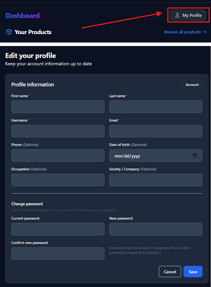 Profile Edit Button
